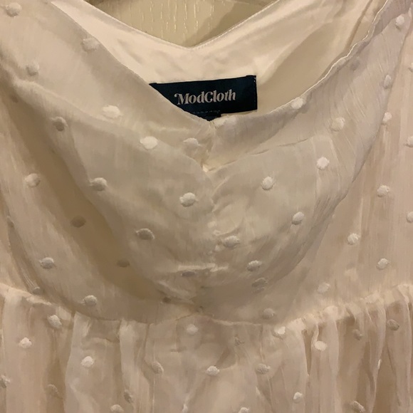 🆕 ModCloth White Babydoll Dress size Large - Picture 5 of 13